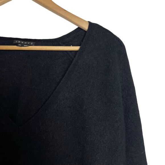 Theory Adrianna 100% Cashmere Black V-Neck Long Sleeve Pullover Sweater Size S - Picture 5 of 7
